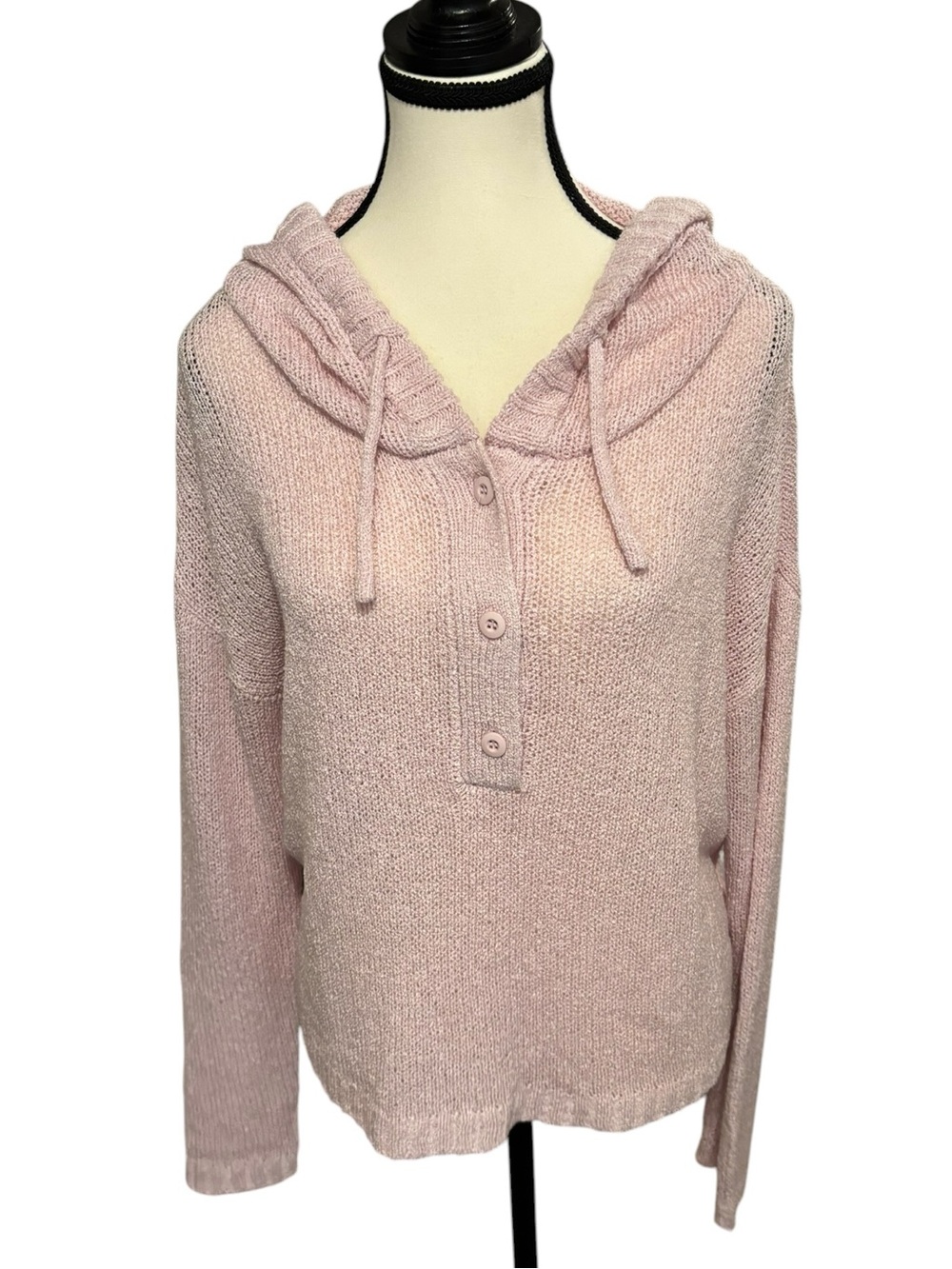 Mia & Tess Light Purple Knit Hoodie Sweater, Medium